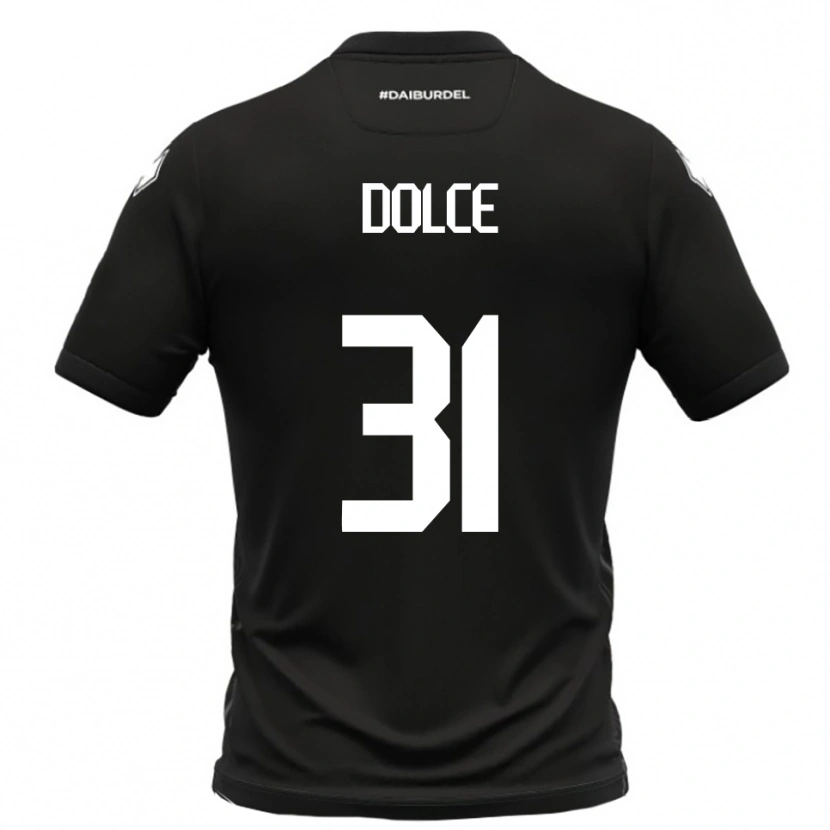 Danxen Kvinder Alessandro Dolce #31 Sort Hvid Udebane Spillertrøjer 2025/26 Trøje T-Shirt