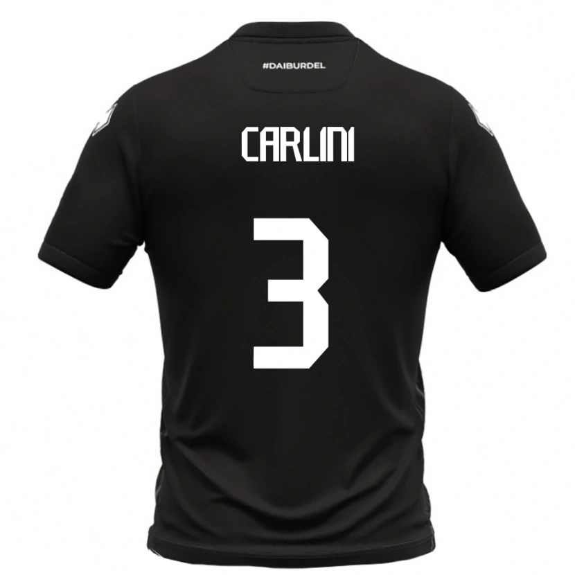Danxen Kvinder Alessandro Carlini #3 Sort Hvid Udebane Spillertrøjer 2025/26 Trøje T-Shirt
