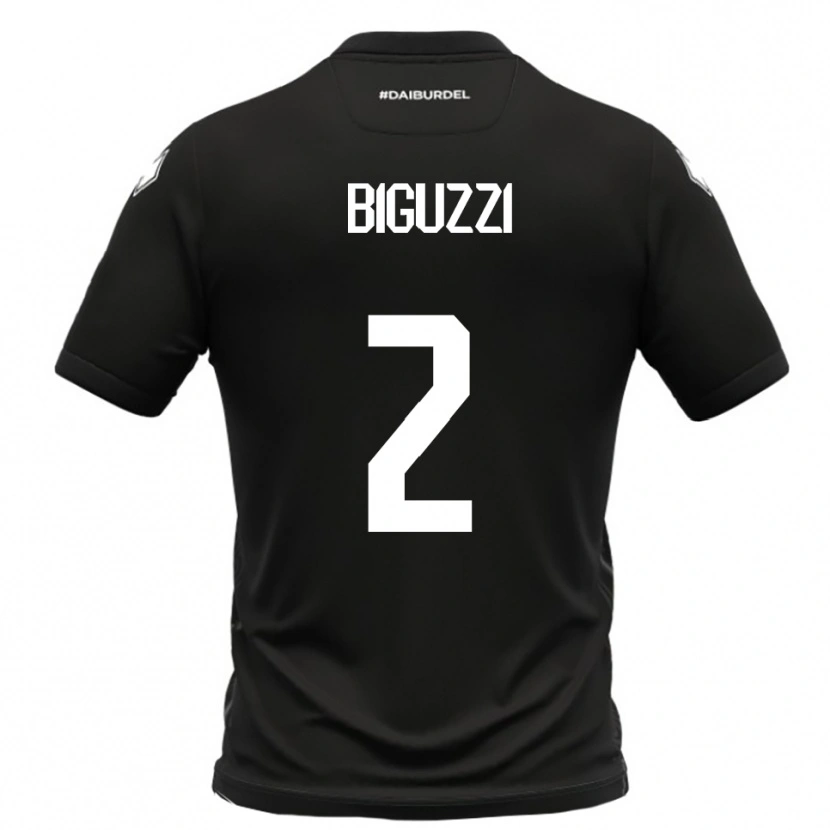 Danxen Kvinder Riccardo Biguzzi #2 Sort Hvid Udebane Spillertrøjer 2025/26 Trøje T-Shirt