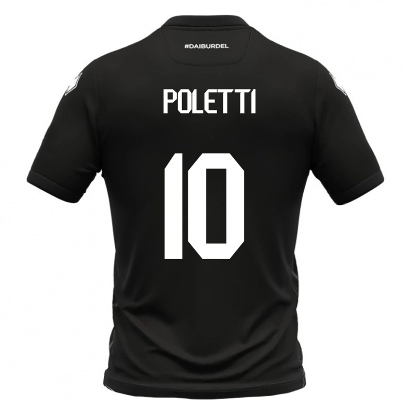 Danxen Kvinder Thomas Poletti #10 Sort Hvid Udebane Spillertrøjer 2025/26 Trøje T-Shirt