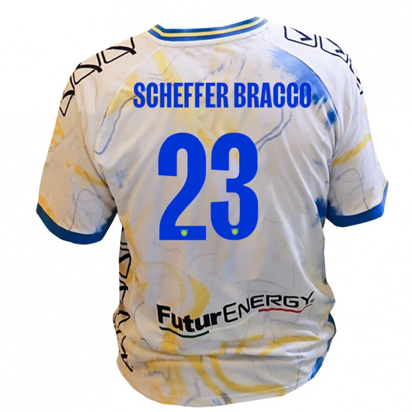 Danxen Kvinder Mateo Scheffer Bracco #23 Hvid Gul Blå Udebane Spillertrøjer 2025/26 Trøje T-Shirt