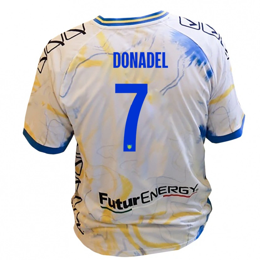 Danxen Kvinder Tommaso Donadel #7 Hvid Gul Blå Udebane Spillertrøjer 2025/26 Trøje T-Shirt