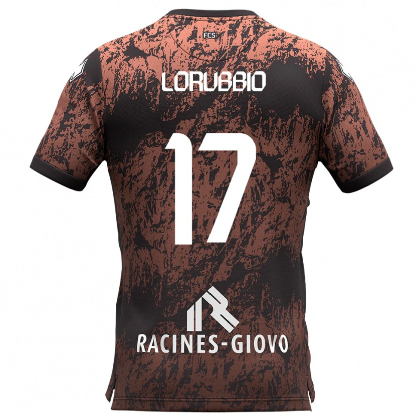 Danxen Kvinder Domenico Lorubbio #17 Brun Sort Udebane Spillertrøjer 2025/26 Trøje T-Shirt