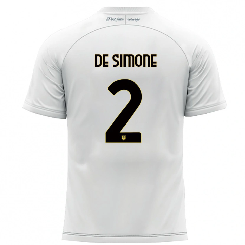 Danxen Kvinder Marco De Simone #2 Hvid Gul Udebane Spillertrøjer 2025/26 Trøje T-Shirt
