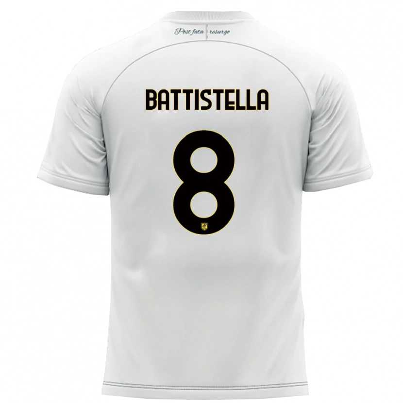 Danxen Kvinder Thomas Battistella #8 Hvid Gul Udebane Spillertrøjer 2025/26 Trøje T-Shirt