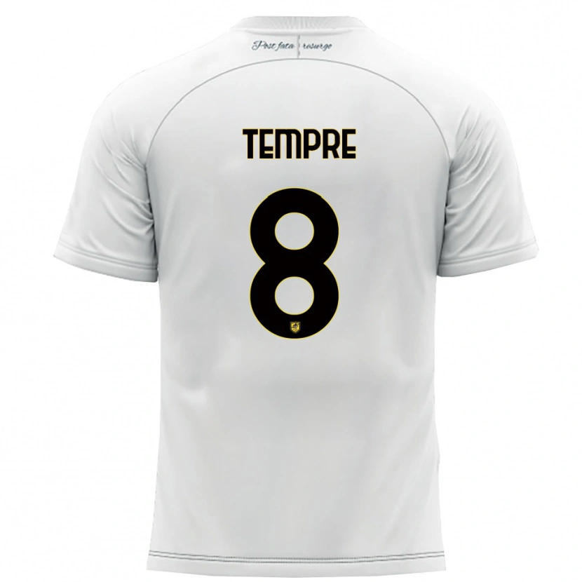 Danxen Kvinder Domenico Tempre #8 Hvid Gul Udebane Spillertrøjer 2025/26 Trøje T-Shirt