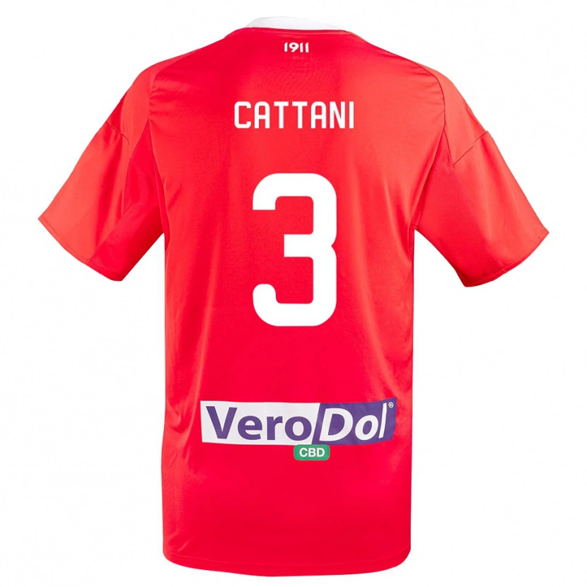 Danxen Kvinder Thomas Cattani #3 Rød Hvid Udebane Spillertrøjer 2025/26 Trøje T-Shirt