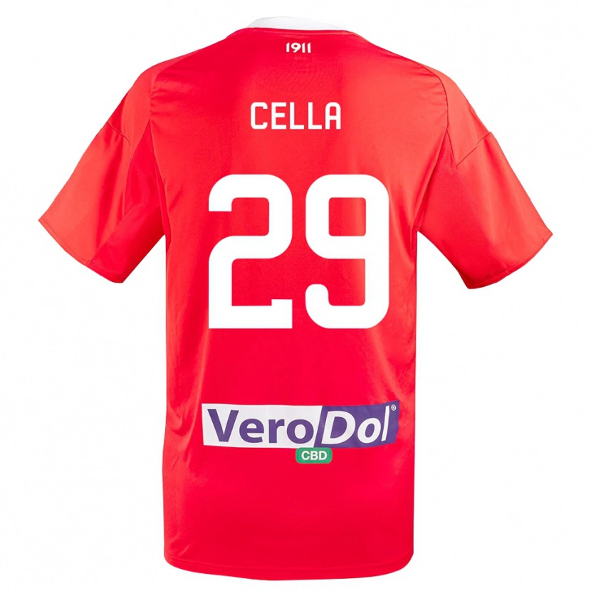 Danxen Kvinder Stefano Cella #29 Rød Hvid Udebane Spillertrøjer 2025/26 Trøje T-Shirt