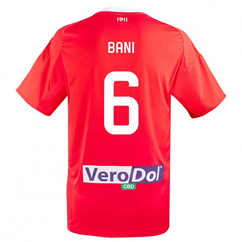 Danxen Kvinder Cristiano Bani #6 Rød Hvid Udebane Spillertrøjer 2025/26 Trøje T-Shirt