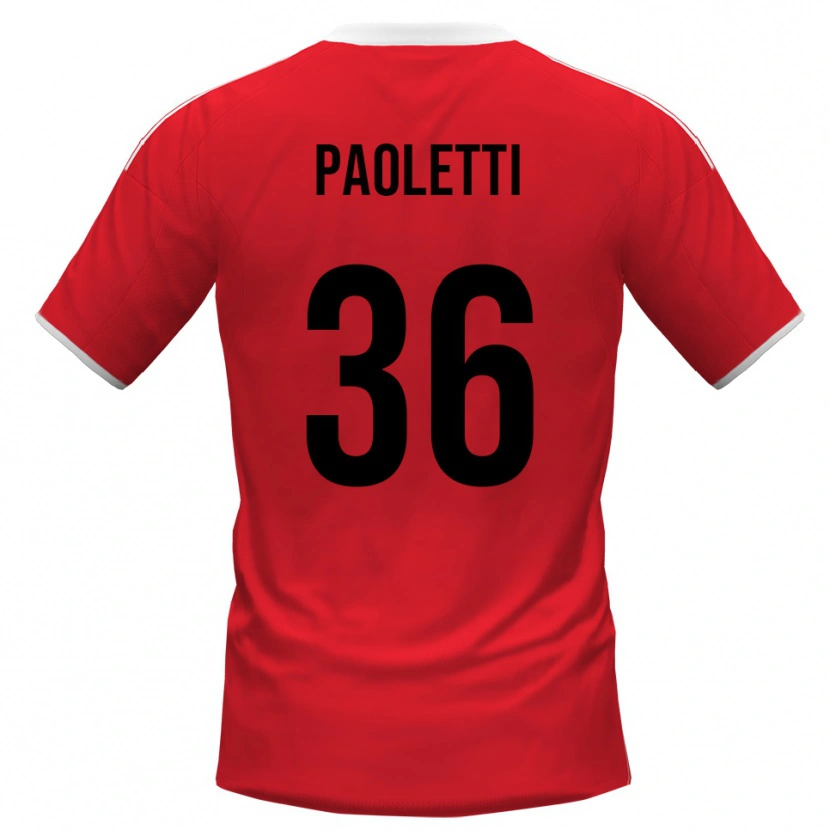 Danxen Kvinder Flavio Paoletti #36 Rød Hvid Udebane Spillertrøjer 2025/26 Trøje T-Shirt