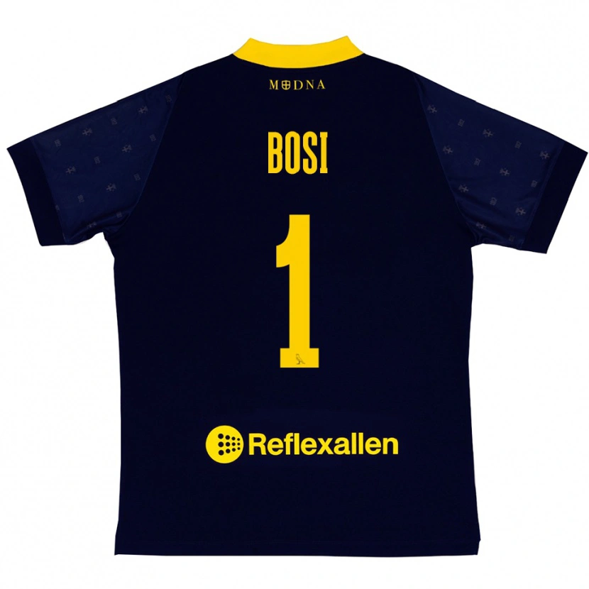 Danxen Kvinder Matteo Bosi #1 Mørkeblå Gul Udebane Spillertrøjer 2025/26 Trøje T-Shirt