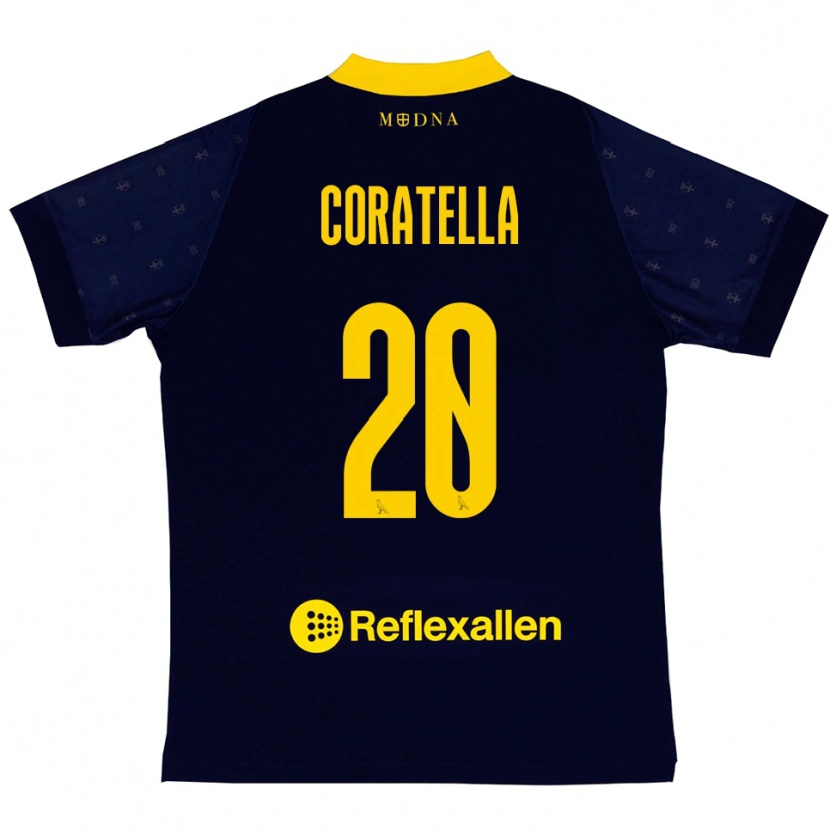 Danxen Kvinder Fabio Coratella #20 Mørkeblå Gul Udebane Spillertrøjer 2025/26 Trøje T-Shirt
