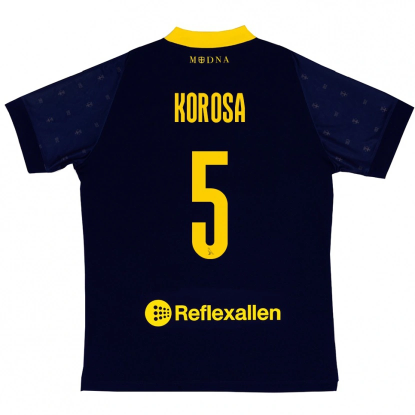 Danxen Kvinder Anej Koroša #5 Mørkeblå Gul Udebane Spillertrøjer 2025/26 Trøje T-Shirt