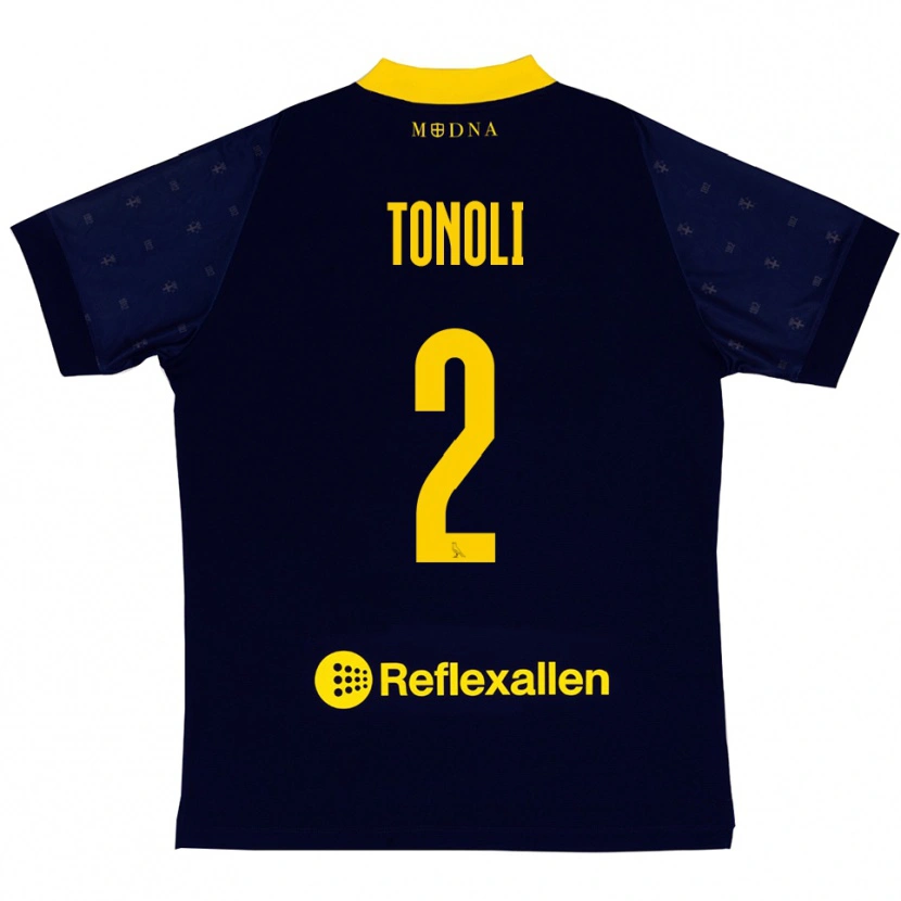 Danxen Kvinder Daniel Tonoli #2 Mørkeblå Gul Udebane Spillertrøjer 2025/26 Trøje T-Shirt