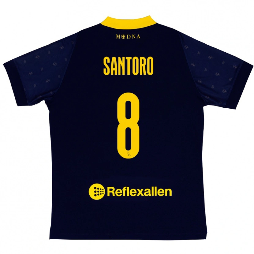 Danxen Kvinder Simone Santoro #8 Mørkeblå Gul Udebane Spillertrøjer 2025/26 Trøje T-Shirt
