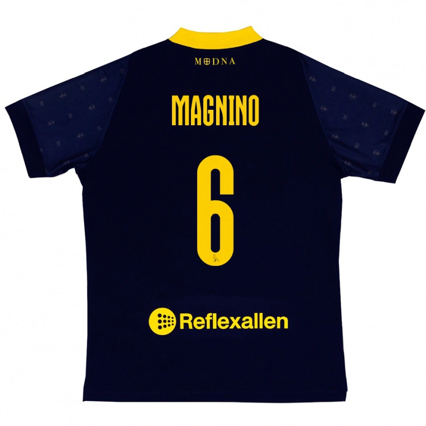 Danxen Kvinder Luca Magnino #6 Mørkeblå Gul Udebane Spillertrøjer 2025/26 Trøje T-Shirt