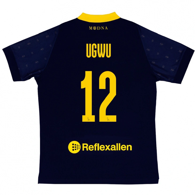Danxen Kvinder Ferdinand Ugwu #12 Mørkeblå Gul Udebane Spillertrøjer 2025/26 Trøje T-Shirt