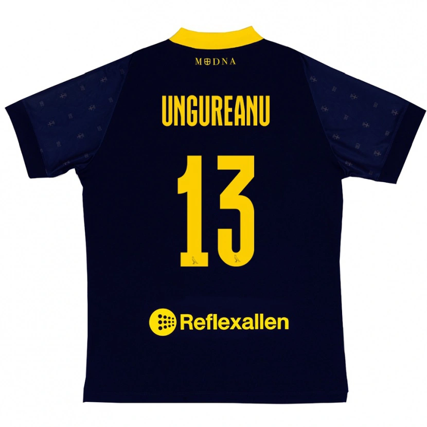 Danxen Kvinder Eduard Ungureanu #13 Mørkeblå Gul Udebane Spillertrøjer 2025/26 Trøje T-Shirt