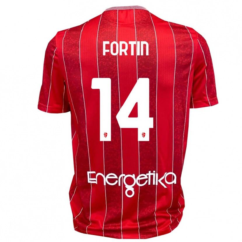Danxen Kvinder Mattia Fortin #14 Rød Hvid Udebane Spillertrøjer 2025/26 Trøje T-Shirt
