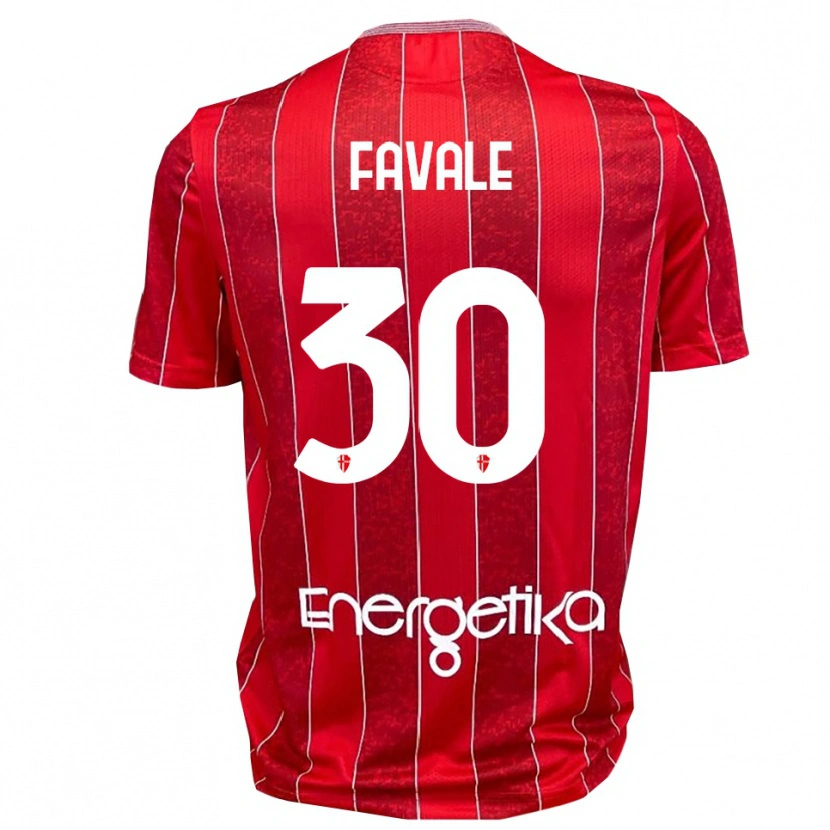 Danxen Kvinder Giulio Favale #30 Rød Hvid Udebane Spillertrøjer 2025/26 Trøje T-Shirt