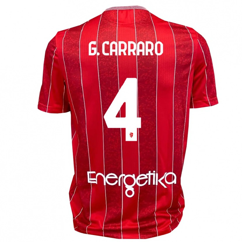 Danxen Kvinder Giulio Carraro #4 Rød Hvid Udebane Spillertrøjer 2025/26 Trøje T-Shirt