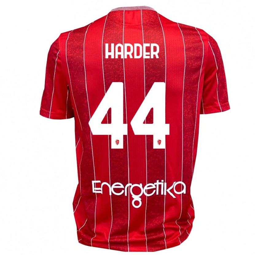 Danxen Kvinder Jonas Harder #44 Rød Hvid Udebane Spillertrøjer 2025/26 Trøje T-Shirt