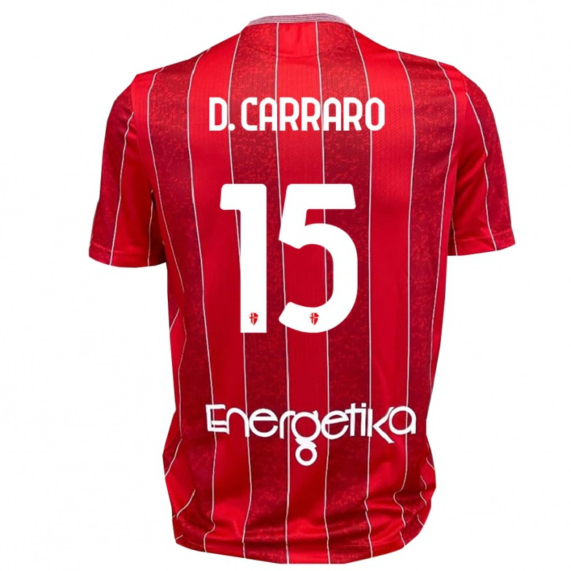 Danxen Kvinder Davide Carraro #15 Rød Hvid Udebane Spillertrøjer 2025/26 Trøje T-Shirt