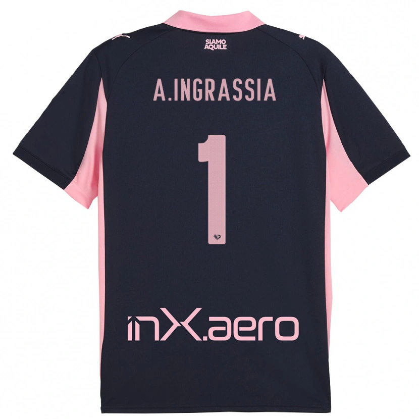 Danxen Kvinder Antonio Ingrassia #1 Mørkeblå Pink Udebane Spillertrøjer 2025/26 Trøje T-Shirt