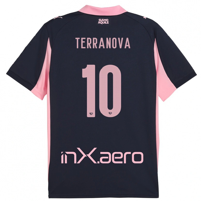 Danxen Kvinder Mattia Terranova #10 Mørkeblå Pink Udebane Spillertrøjer 2025/26 Trøje T-Shirt