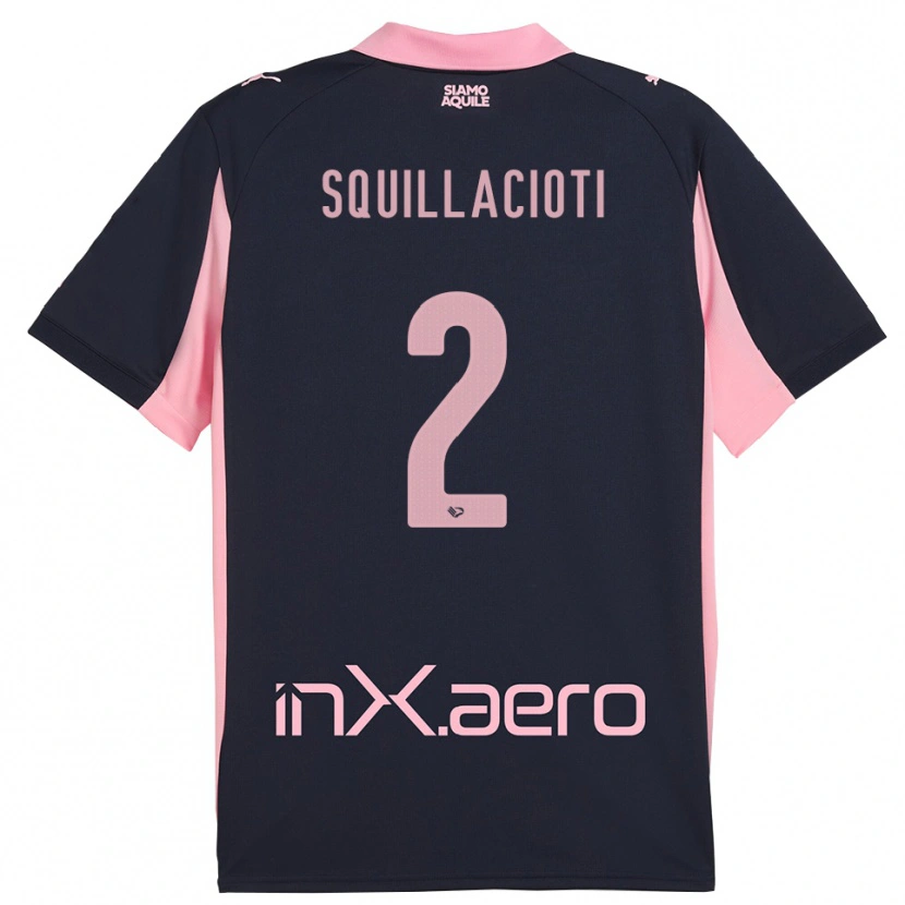 Danxen Kvinder Salvatore Squillacioti #2 Mørkeblå Pink Udebane Spillertrøjer 2025/26 Trøje T-Shirt