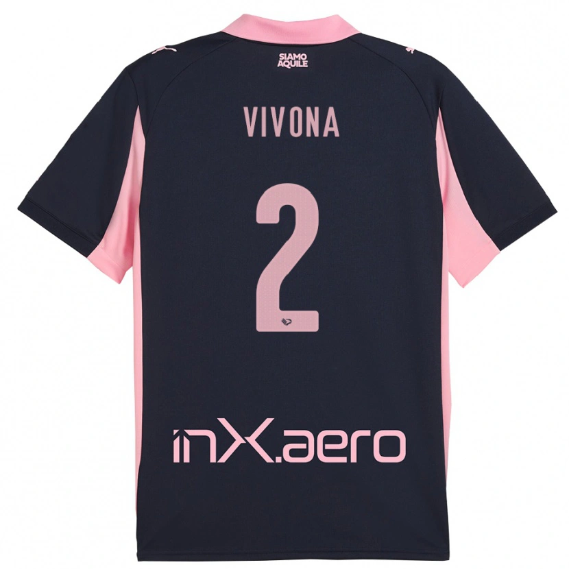 Danxen Kvinder Samuele Vivona #2 Mørkeblå Pink Udebane Spillertrøjer 2025/26 Trøje T-Shirt