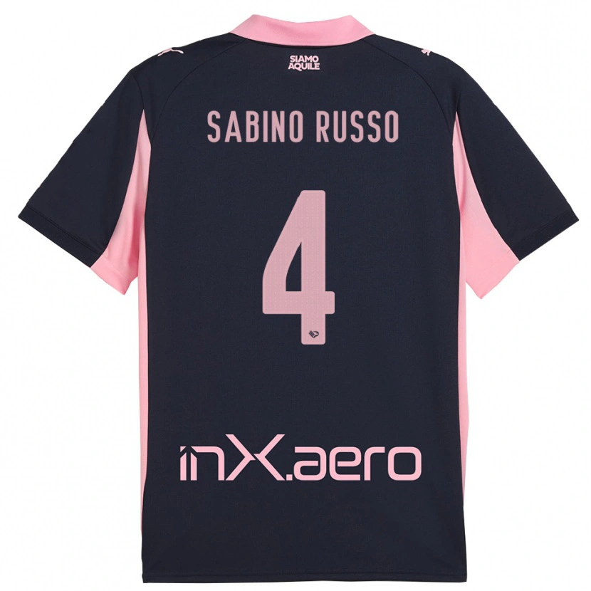Danxen Kvinder Alessandro Sabino Russo #4 Mørkeblå Pink Udebane Spillertrøjer 2025/26 Trøje T-Shirt