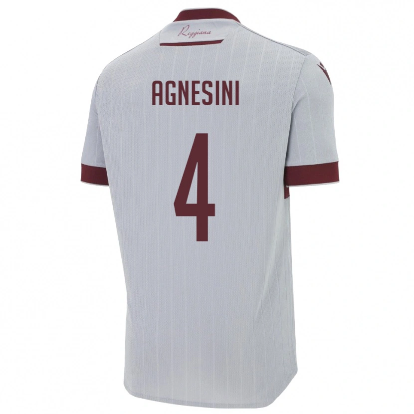 Danxen Kvinder Alessandro Agnesini #4 Burgunder Hvid Udebane Spillertrøjer 2025/26 Trøje T-Shirt