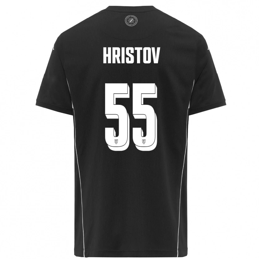 Danxen Kvinder Petko Hristov #55 Sort Hvid Udebane Spillertrøjer 2025/26 Trøje T-Shirt