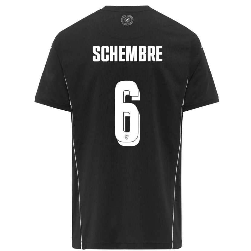 Danxen Kvinder Emanuele Schembre #6 Sort Hvid Udebane Spillertrøjer 2025/26 Trøje T-Shirt