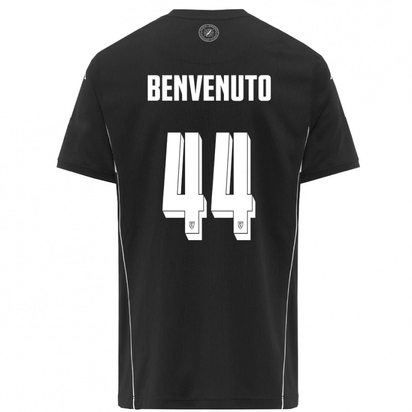 Danxen Kvinder Mattia Benvenuto #44 Sort Hvid Udebane Spillertrøjer 2025/26 Trøje T-Shirt