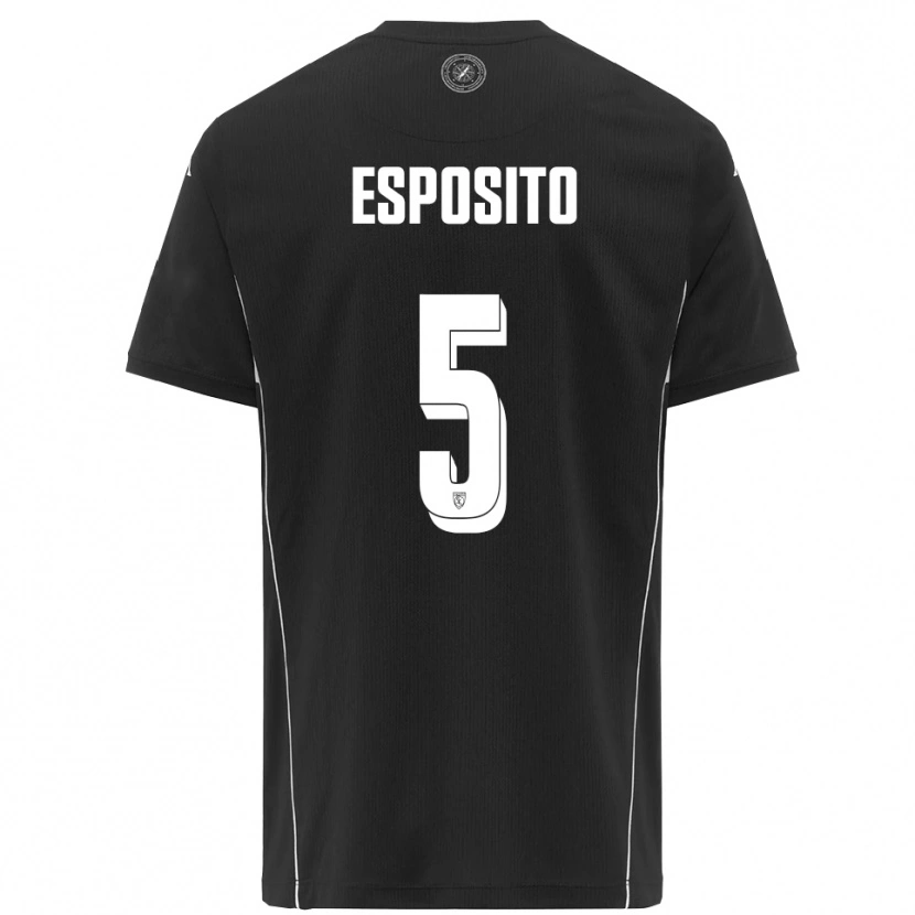 Danxen Kvinder Salvatore Esposito #5 Sort Hvid Udebane Spillertrøjer 2025/26 Trøje T-Shirt