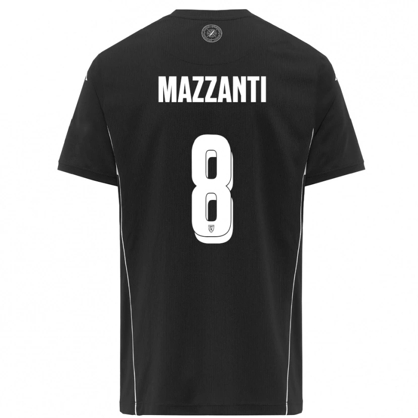 Danxen Kvinder Tommaso Mazzanti #8 Sort Hvid Udebane Spillertrøjer 2025/26 Trøje T-Shirt