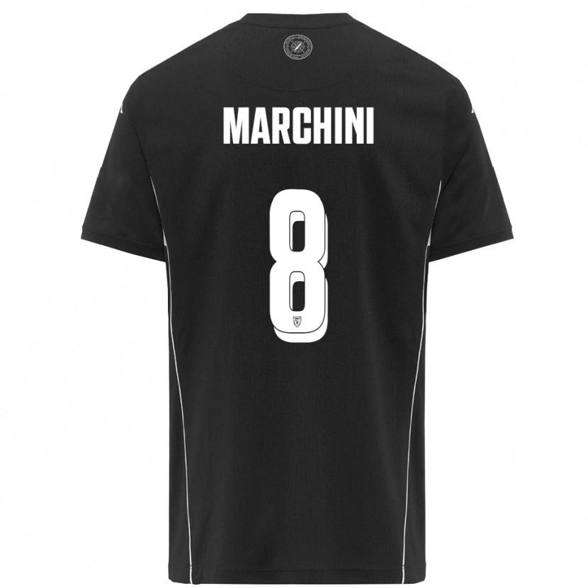 Danxen Kvinder Mattia Marchini #8 Sort Hvid Udebane Spillertrøjer 2025/26 Trøje T-Shirt