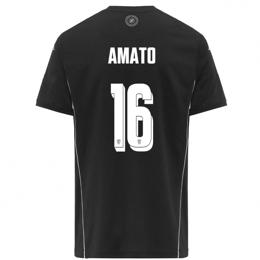 Danxen Kvinder Salvatore Amato #16 Sort Hvid Udebane Spillertrøjer 2025/26 Trøje T-Shirt