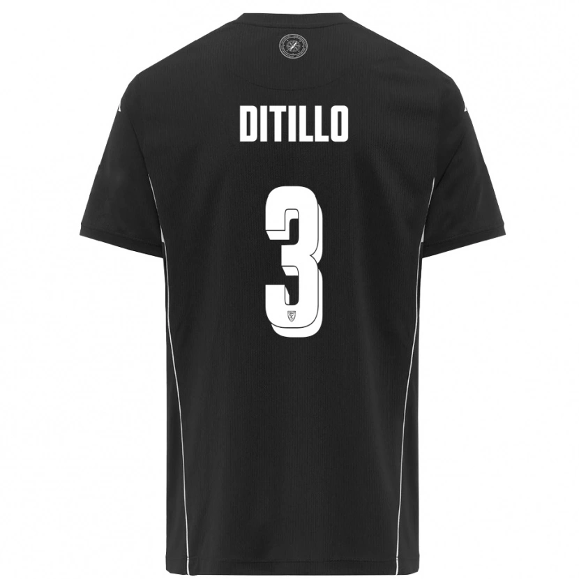 Danxen Kvinder Luigi Ditillo #3 Sort Hvid Udebane Spillertrøjer 2025/26 Trøje T-Shirt