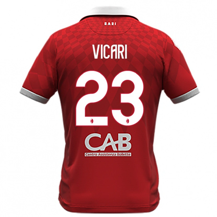 Danxen Kvinder Francesco Vicari #23 Rød Hvid Udebane Spillertrøjer 2025/26 Trøje T-Shirt
