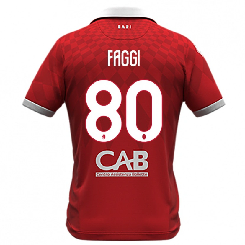 Danxen Kvinder Filippo Faggi #80 Rød Hvid Udebane Spillertrøjer 2025/26 Trøje T-Shirt