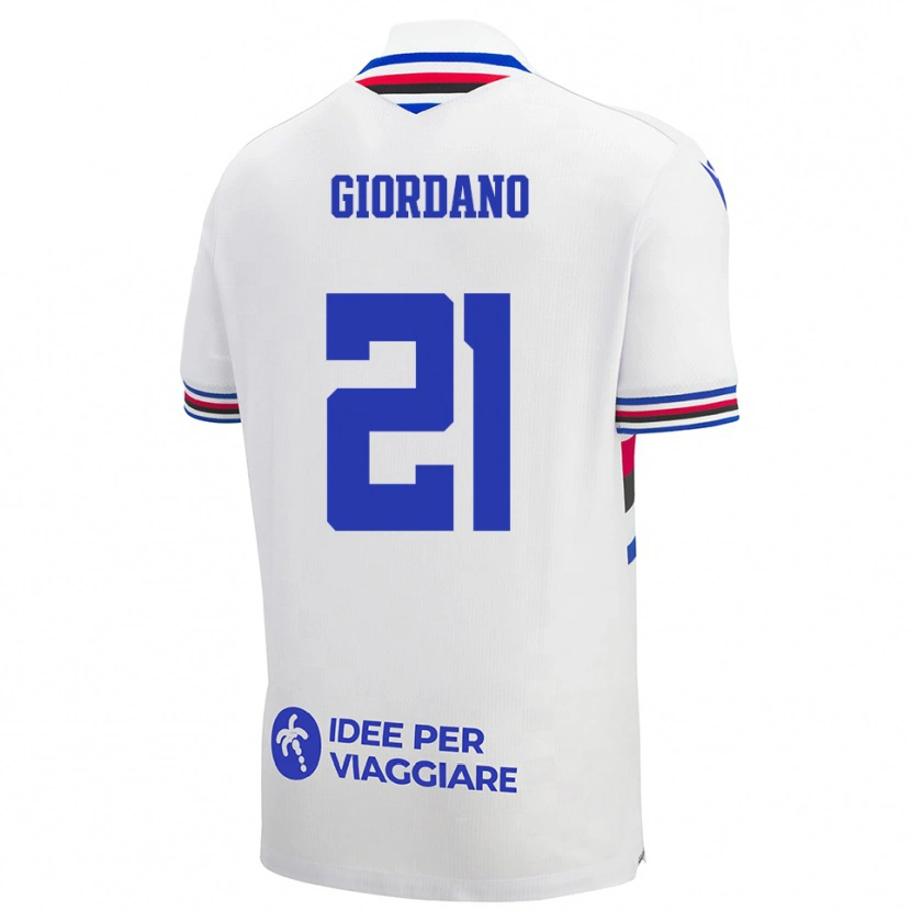 Danxen Kvinder Simone Giordano #21 Hvid Blå Rød Udebane Spillertrøjer 2025/26 Trøje T-Shirt