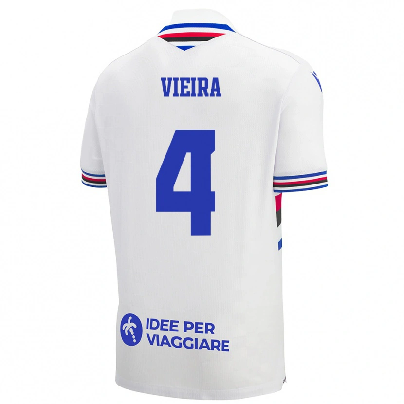 Danxen Kvinder Ronaldo Vieira #4 Hvid Blå Rød Udebane Spillertrøjer 2025/26 Trøje T-Shirt