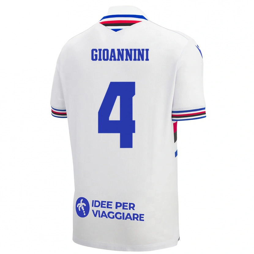 Danxen Kvinder Matteo Gioannini #4 Hvid Blå Rød Udebane Spillertrøjer 2025/26 Trøje T-Shirt