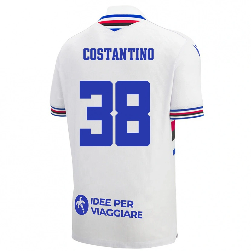 Danxen Kvinder Lorenzo Costantino #38 Hvid Blå Rød Udebane Spillertrøjer 2025/26 Trøje T-Shirt