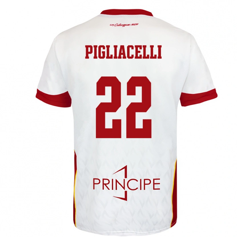 Danxen Kvinder Mirko Pigliacelli #22 Hvid Rød Udebane Spillertrøjer 2025/26 Trøje T-Shirt