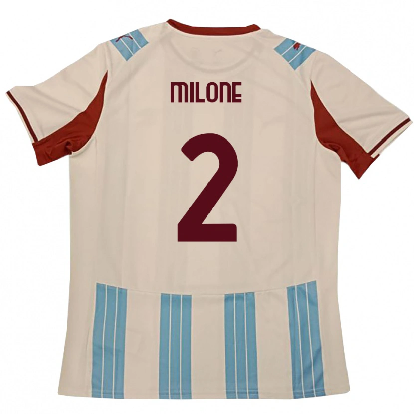 Danxen Kvinder Gabriele Milone #2 Lyseblå Hvid Udebane Spillertrøjer 2025/26 Trøje T-Shirt