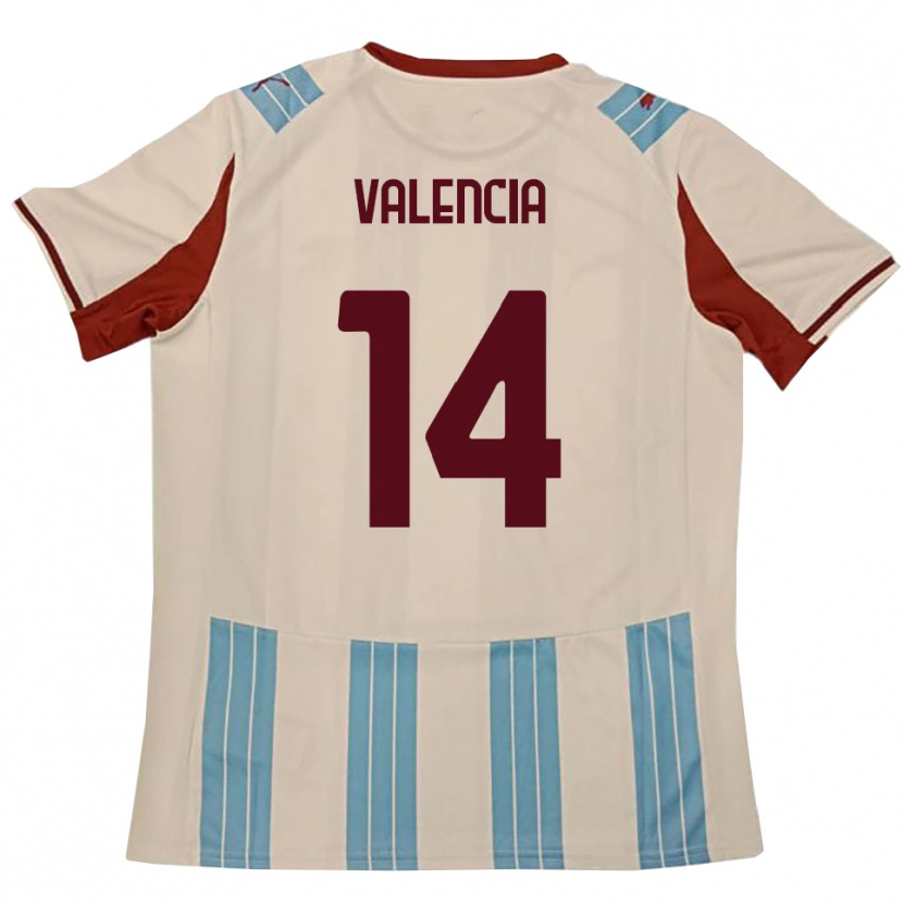Danxen Kvinder Diego Valencia #14 Lyseblå Hvid Udebane Spillertrøjer 2025/26 Trøje T-Shirt